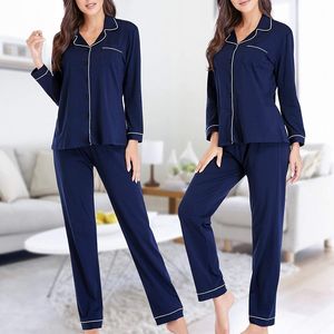 Set pigiama in due pezzi Comfort classico da donna con abito morbido elastico in vita con Logo personalizzabile MOQ 5 pezzi ODM - Product Image 1