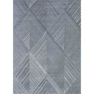 Tapis en laine tufté à la main Chroma Blue 9x12, motif géométrique rectangulaire pour la maison, le couloir, la chambre, épaisseur 10 mm, viscose pour adolescents - Product Image 1
