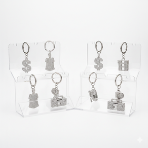 Hip Hop Iced Out Zircon Alloy Keychain and <b>Bag</b> Charm <b>Mini</b> Rapper Jewelry Style Accessory - Product Image 1