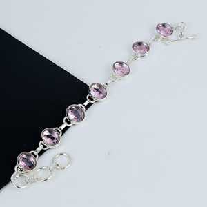 Bracelet en argent sterling 925 fait à la main en pierre précieuse de Kunzite rose Bracelet chaîne réglable Bracelet rose cadeau pour son cadeau pour un ami - Product Image 3