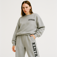 Survêtement ample surdimensionné en molleton 100% coton 450 GSM |   Ensemble streetwear hiver lourd personnalisé avec logo, tenue deux pièces unisexe