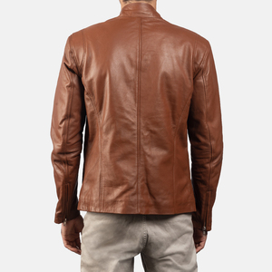 Nouveau gros 100% véritable peau de mouton cuir ionique marron Biker veste hommes lumière Design hiver fourrure veste pour hommes - Product Image 4