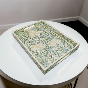 Vietnam madre perla incrustaciones patrón geométrico duradero hecho a mano elegante lujo ecológico bandeja de servicio para restaurante en casa - Product Image 2