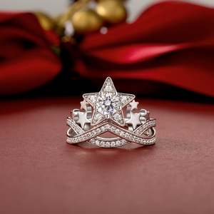 Anillo de Plata de Ley Jeulia con Estrella - Regalo Navideño Inspirado en la Naturaleza - Product Image 5