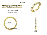 Bague demi-éternité en or massif 10k 14k 18k pour femme, 21 petits diamants de laboratoire, bague en or, diamant rond CVD, bijoux fins GEMFORTE INC