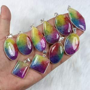 จี้หินอัญมณีควอทซ์แสงอาทิตย์ชีวภาพสไตล์โบฮีเมียนชุบเงินฝังหนามเตยเครื่องประดับคุณภาพเยี่ยม - Product Image 1