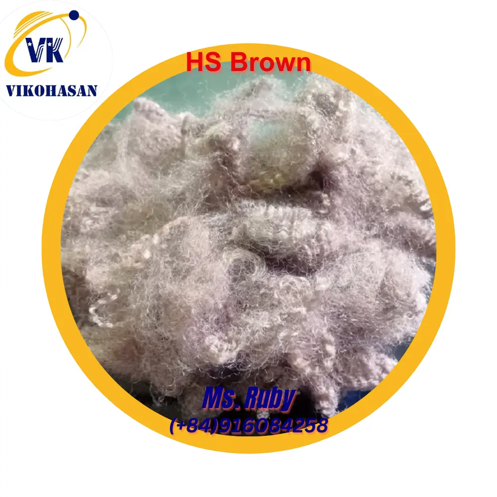 Low Price Brown Fiber Recycled Hollow Conjugated Siliconized Polyester Staple Fiber PSF GRS standard fibre for fill toys pillows