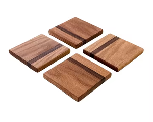 Sous-verres carrés en noyer Style classique Sous-verres durables et beaux respectueux de l'environnement fabriqués avec soin par Crescent Crafts - Product Image 4