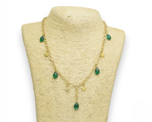 สร้อยคอโซ่ควอตซ์สีเขียวทำด้วยมือสีเหลืองทองสำหรับการหมั้นของขวัญที่ดีที่สุดสำหรับวันวาเลนไทน์การตั้งค่ากรอบปีใหม่ - Product Image 1