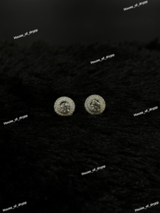 Pendientes de tuerca de moissanita de corte redondo, dos en uno, de plata 925, con halo de circonitas, estilo hip hop, unisex, para fiesta, regalo de joyería - Product Image 2