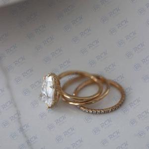 1.80 CTW poire coupe Trio ensemble Moissanite bague pour femme/côté fiançailles baguette coupe en argent bague pour femme - Product Image 6