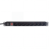 PDU 1U 19 pouces de type E français, 8 prises 16A 230V, unité de distribution d'alimentation en aluminium pour montage en rack de serveur de centre de données