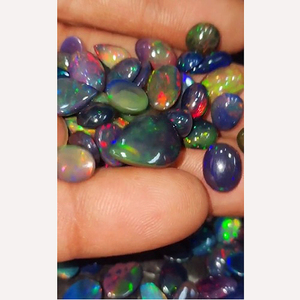 191 pièces d'opale noire éthiopienne naturelle 8mm -12mm cabochon de poire ovale 273 Cts Lot Iroc ventes qualité opale cabine de pierres précieuses US $192 - Product Image 4