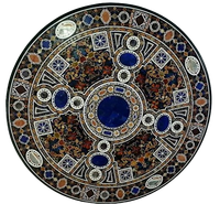 Plateau de table basse rond décoratif en Pietra Dura, meuble de salon traditionnel, marqueterie en marbre faite à la main, mosaïque