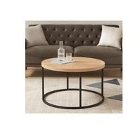 ELEGANT DESIGNS WT119 Table basse en bois moderne à emboîtement, structure en métal massif thermolaqué, design rustique côtier pour la maison et le bureau