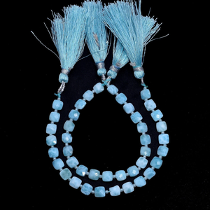 AAA+ Larimar 6mm Square Faceted Briolette Beads Natural Dominican Larimar Semiprecious Gemstone Straight <b>Drill</b> Beads For Jewelry - Product Image 3