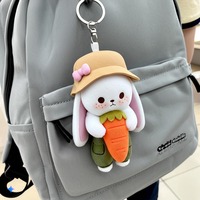 Mini porte-clés en peluche personnalisé en forme de lapin, style pastoral, pendentif animal de Pâques, déguisement intégré, cadeau sur le thème de Pâques