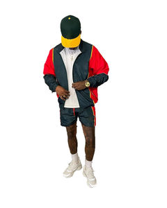 Custom Made Mens Set Zip up Poliéster Nylon Dos piezas Windbreaker Short Set Hombres Sweatsuit Chándales - Product Image 1