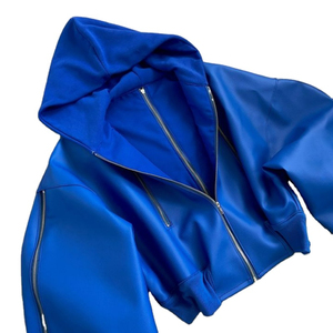 Ropa de calle Moda Sudadera con capucha recortada de gran tamaño Abrigo con logotipo personalizado Manga enorme Sudaderas con cremallera de gran tamaño - Product Image 3