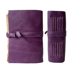 Diario de cuero suave púrpura personalizado, cuaderno con logotipo personalizado, correa de regalo promocional, hilo de bloqueo, hechizo de costura, planificador de Grimoire - Product Image 2