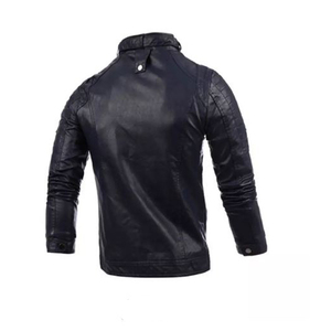 Mens Leather Bomber <b>Jacket</b> <b>Slim</b> <b>Fit</b> Stand Collar Winter Soft Inner Lining Stylish Outerwear with Ribbed Cuffs Full Zip Closure - Product Image 4