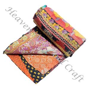 Vente chaude fait à la main Kantha couette or fournisseur GD2276 coton imprimé indien pour hôtel et usage domestique en gros - Product Image 4