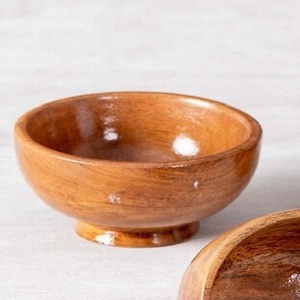 Bol de service impressionnant pour la maison et l'hôtel ustensiles de cuisine bol à fruits de couleur marron Design moderne bol à salade en bois de forme ronde - Product Image 4