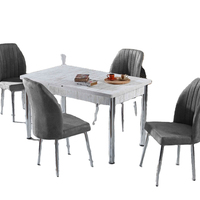 Ensemble de table et de chaises de salle à manger élégant, design moderne et luxueux en bois et métal, extensible, 6 chaises, design économique pour la maison, best-seller de la salle à manger