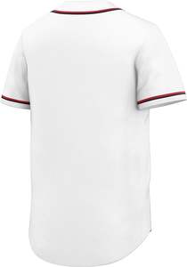 Maillot de baseball uni à manches courtes avec boutons, personnalisable en couleur et design, logo personnalisé, passepoil contrastant, uniforme d'équipe - Product Image 2