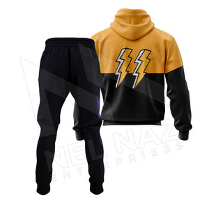 Survêtement de jogging à capuche en coton et polyester pour hommes, haut respirant, fermeture éclair, personnalisable et grande taille en option - Product Image 2