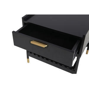 Table de chevet noire à un tiroir de luxe au design nordique moderne Mobilier de chevet pliable en bois pour chambre à coucher Ameublement de maison - Product Image 4