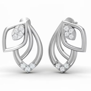 Pendientes Elegantes para Mujer con Diseño 'Flame', en Oro de 14K y Diamante Natural de Corte Brillante Redondo, Chapados en Rodio, Certificados por IGI - Product Image 1