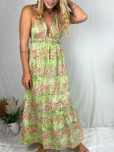 <b>Sexy</b> Sleeveless Deep V Neck Backless <b>Women</b> Summer Floral Maxi <b>Dress</b> Natural Waist Washable 2025 New Arrival - Product Image 2