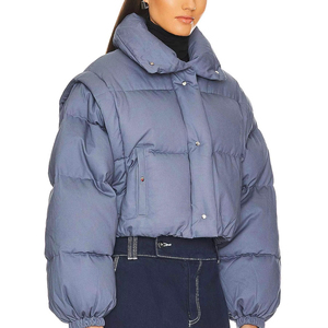 High Quality 2026 Women's <b>Cropped</b> <b>Puffer</b> Coat Customized Thick Nylon <b>Jacket</b> New Winter Design Wholesale OEM Service - Product Image 2