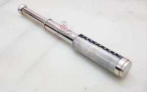 Télescope de poche en argent nickelé imitation antique, décoration nautique, voyage, camping, baptême, fait main, 31 cm - Product Image 4