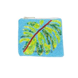 Multicolor Leopard Embroidered Seed Bead Handmade Coin Purse with Zipper Closure and Customized Color for Women - Product Image 5