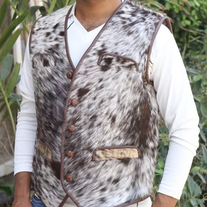Gilet en cuir de vache véritable pour homme - Vêtement d'extérieur décontracté élégant, séchage rapide et écologique - Product Image 3