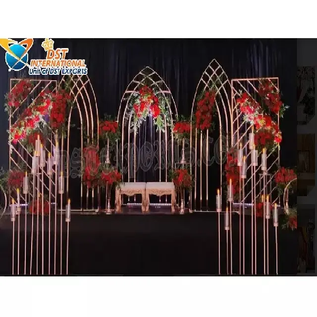 Special Wedding Stage Decor With Metal Frames New Design Metal Arches Backdrop Stands Dream Wedding Metal Leaf Backdrop Stands