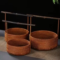 Meilleur vendeur Panier en bambou artisanal Heritage Craft avec poignée en bambou violet Décoration de maison moderne écologique Cadeau