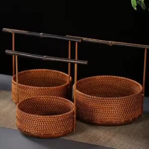 Meilleur vendeur Panier en bambou artisanal Heritage Craft avec poignée en bambou violet Décoration de maison moderne écologique Cadeau - Product Image 4