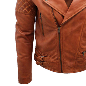 Chaqueta de cuero elegante de moto para hombre Color personalizado 100% cuero genuino personalizado Slim Fit chaquetas de cuero OEM con servicio - Product Image 4