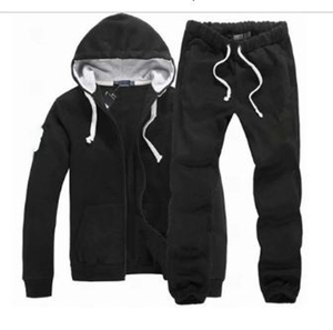 Conjunto de chándal de invierno para hombre, cárdigan con capucha de lana ecológico, suéter de ajuste regular, traje deportivo de manga larga de longitud completa - Product Image 1