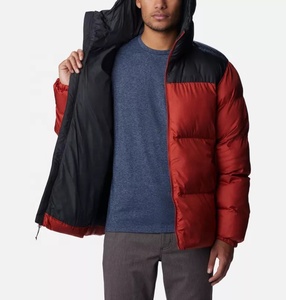 Customized Men's High Street Winter Standard <b>Coats</b> Hooded Puffer Jacket Stand Collar Bubble Design Woven Fabric Custom Front - Product Image 4