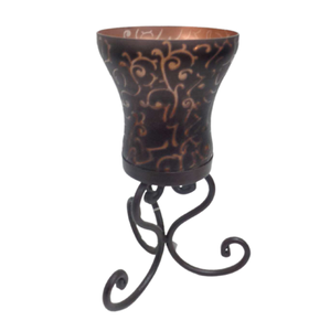 Soporte de pilar de vela de hierro y madera decorativo clásico soporte de vela de diseño clásico para decoración de Navidad hecho a mano - Product Image 3