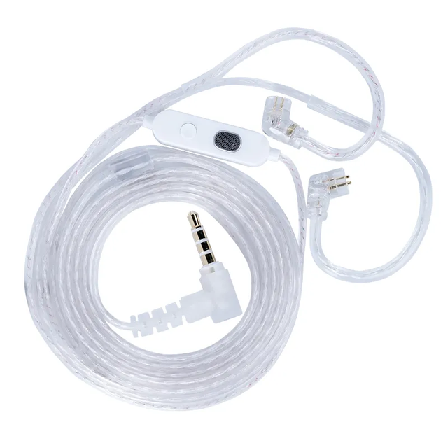 KZ M2 Dual Mic Silver Plated Cable Headphone Cord 3.5mm Upgrade Earphone Cable Headset Wire for KZ Castor EDX ZS10 PRO ZSN PRO X