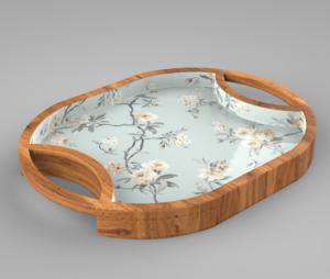 Bandeja DE SERVICIO DE Color esmaltado con forma de hexágono de madera de lujo con mango acabado de Metal dorado para decoración del hogar y uso de cocina - Product Image 3