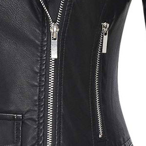 Vestes pour femmes personnalisées veste de moto en cuir à fermeture éclair tenues automne à la mode vêtements d'hiver 2025 - Product Image 6