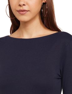 Mujeres sólido O cuello Camisetas manga larga OEM camisetas señoras 100% algodón cuello redondo manga completa camisas para mujeres - Product Image 3