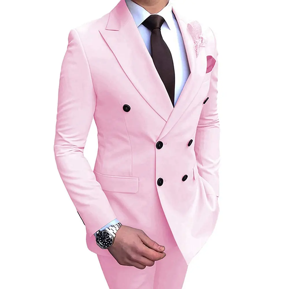 Wholesale Suit Office 3 pcs business suit blazer jacket for man In Pink Color Men's Suit over Jacket + Shirt + Pant