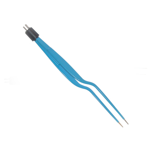Fórceps de coagulación bipolar de bayoneta curvada con revestimiento azul de primera calidad con fórceps bipolares de acero inoxidable de grado industrial - Product Image 3